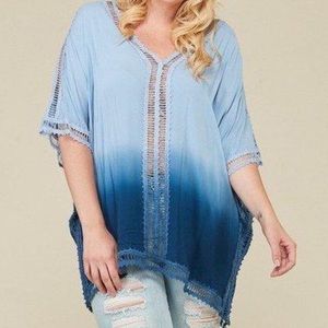 Swim - Plus Size Cover-Up Tunic Top - Ombre Dip-Dye Blue Swim - Plus Size Cover-Up Tunic Top - Ombre Dip-Dye Blue